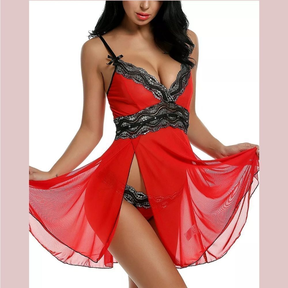 Sexy Lingerie for Women Honeymoon V Neck Chemise Sexy Exotic Open Front Negligee